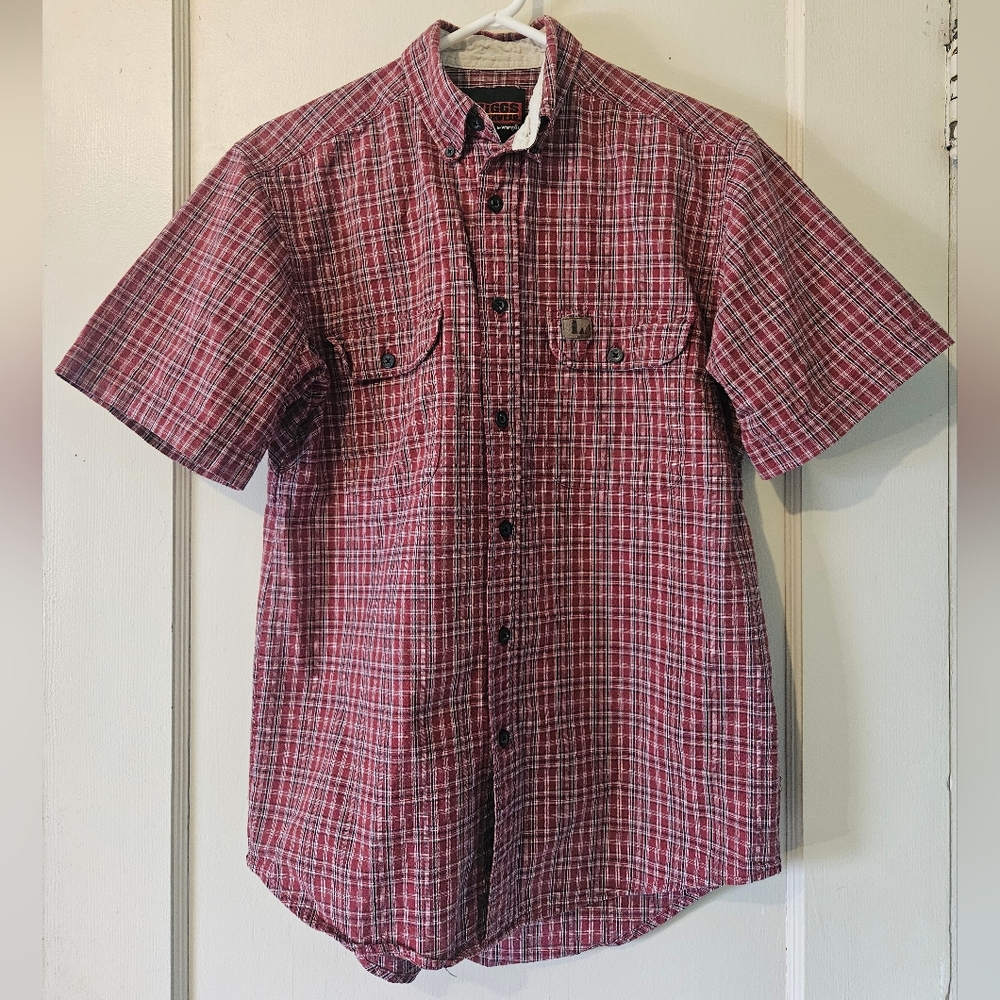 Riggs Workwear Wrangler Red Plaid Short Sleeve Button Down Shirt Size Medium
